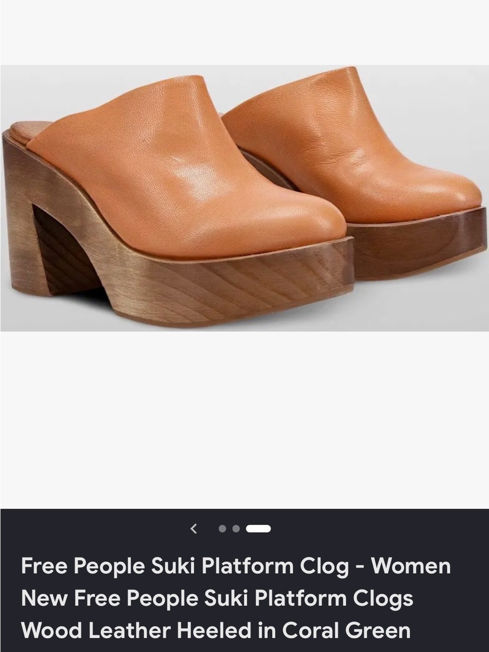 Free People Slate Leather Slip-On Clogs with Sculpted Wood Heel